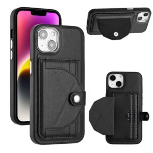 For iPhone 14 Shockproof Leather Phone Case with Card Holder(Black)