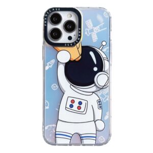For iPhone 14 Astronaut Pattern Shockproof PC Protective Phone Case(White with Telescope)