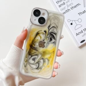 For iPhone 14 Oil Painting Electroplating TPU Phone Case(White)