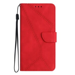 For iPhone 14 Stitching Embossed Leather Phone Case(Red)