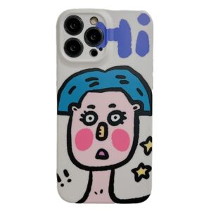 For iPhone 14 Face Couple Pattern IMD Matte TPU Phone Case