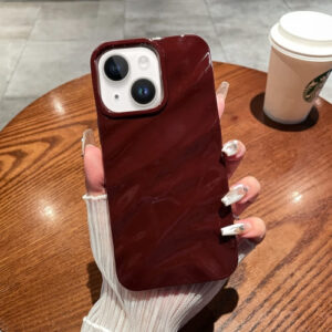 For iPhone 14 /13 Solid Color Wave Texture TPU Phone Case(Wine Red)