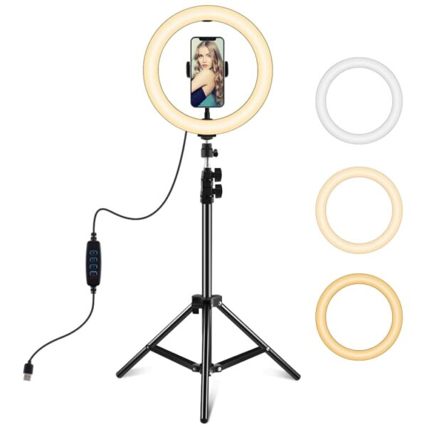 PULUZ 10.2 inch 26cm LED Ring Light + 1.1m Tripod Mount Vlogging Video Light Live Broadcast Kits
